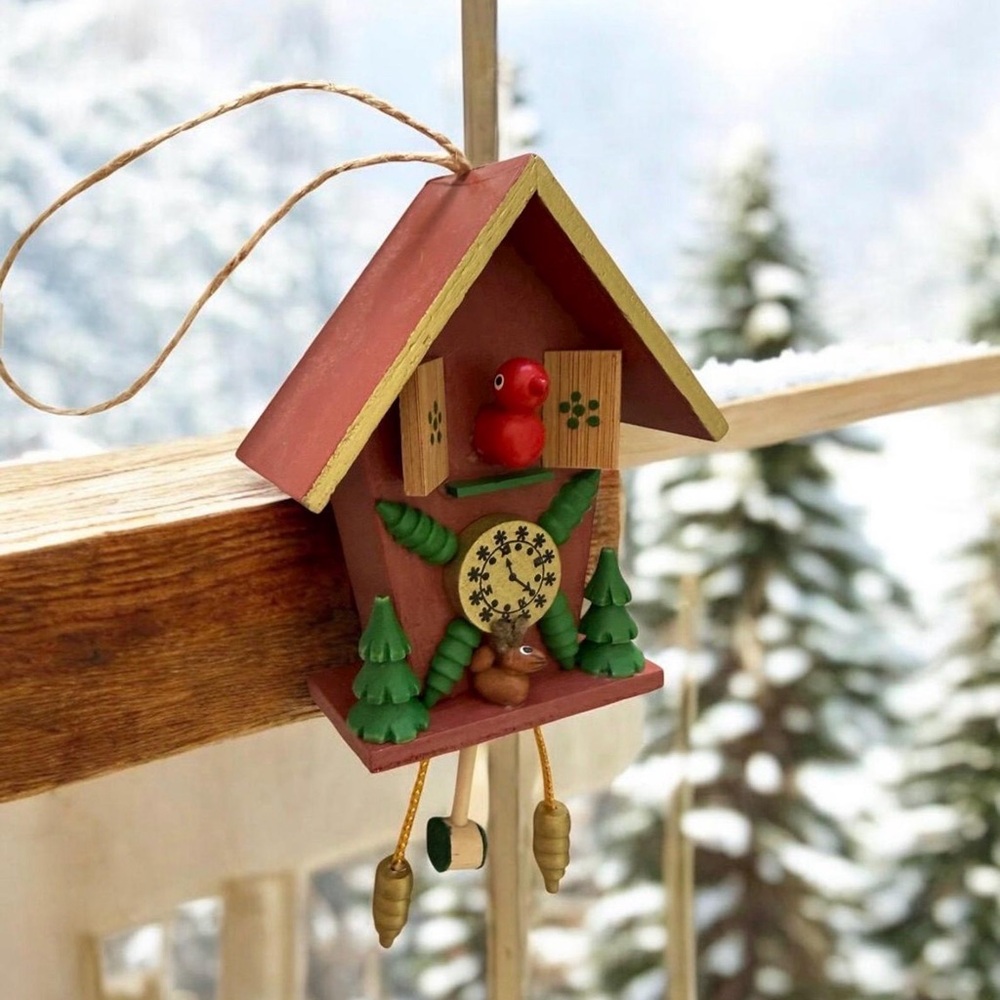 Kurt Adler 6 inch Wooden Cuckoo Clock Ornament, NWT